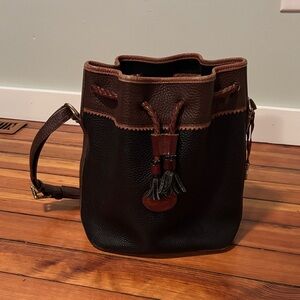 Dooney & Bourke Brown Two-Tone Drawstring Bucket Bag